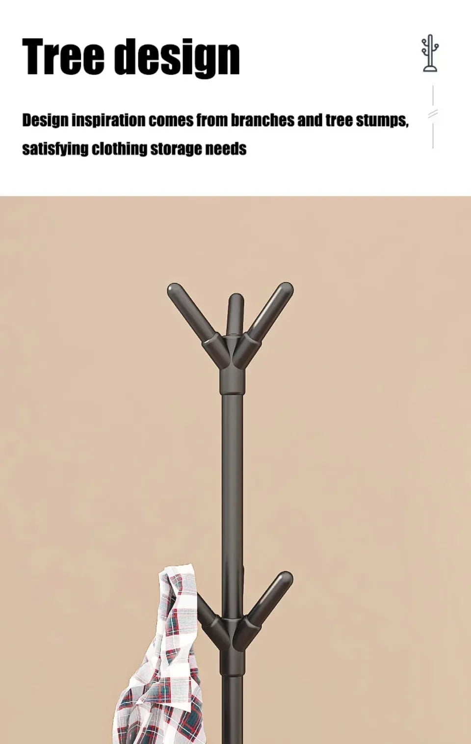 2025New Standing Coat Rack Hook Household Clothes Hanger Floor Standing Bedroom Clothing Storage Rack Save Space Clothing Racks