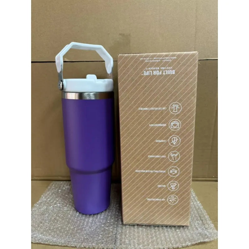 30 oz Premium Steel Travel Cup with Non-Slip Base - Car, Office, Hiking, Leak and Sweat Resistant Design