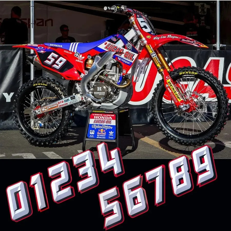 Motorcycle Racing Arabic Numbers Stickers DIY Refit Reflective Sticker Number Helmet Car Styling 3D Realistic Motorcycle Decals
