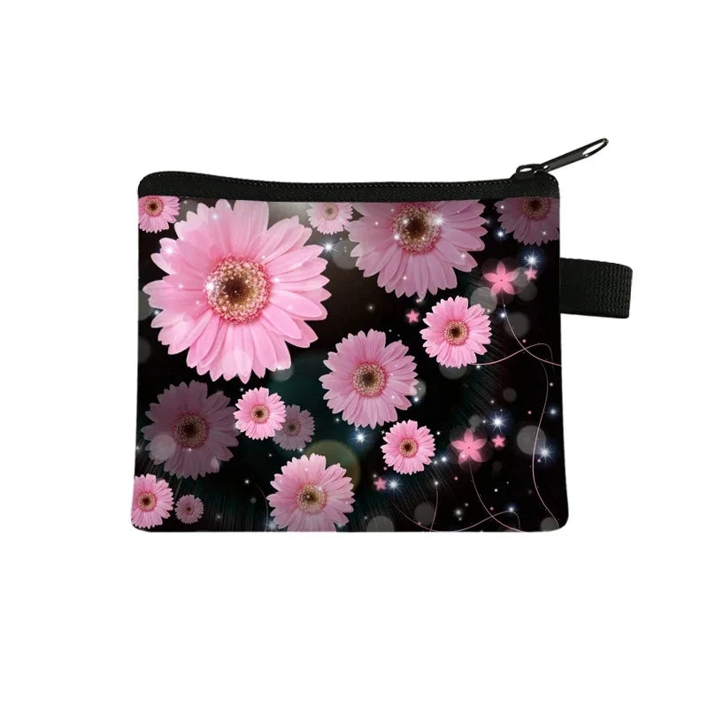 Carteira Portfel Men Wallet Women Cartera Mujer Female Short Cute Flower Zero Wallet Simple Fashion Card Bag Coin Purse Key Case