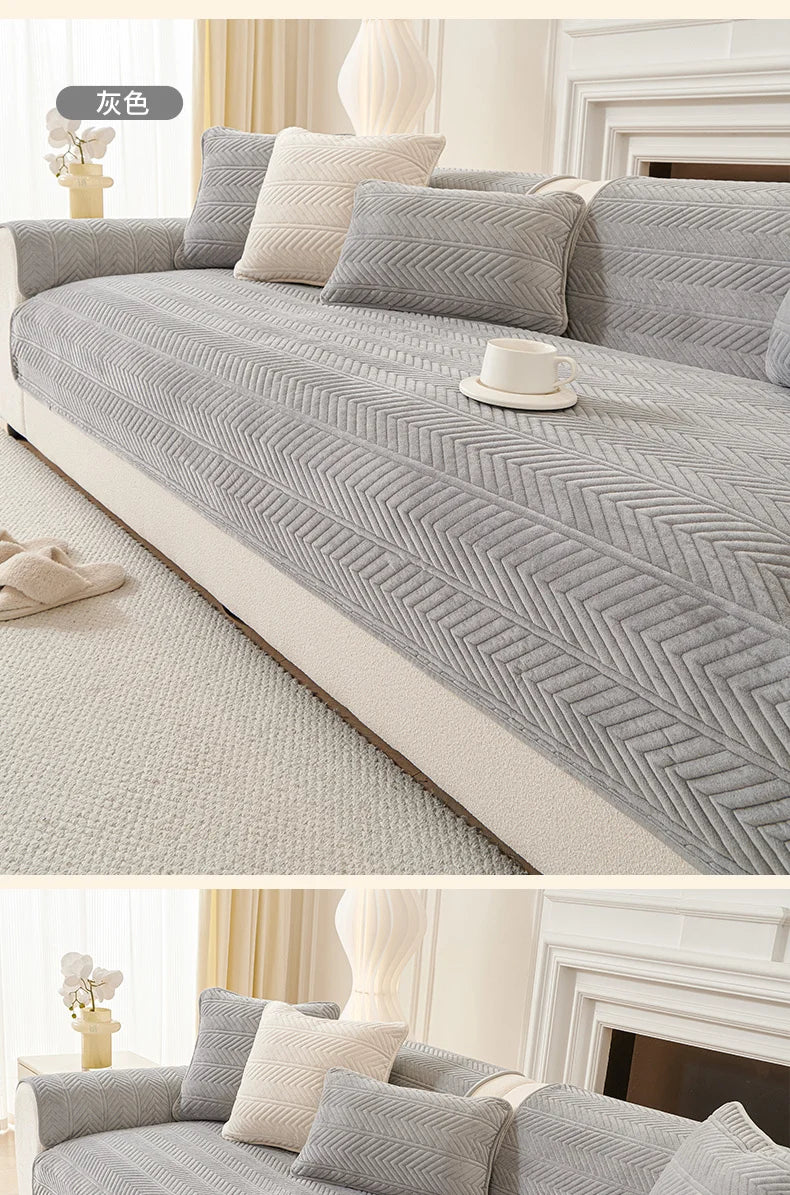 1PC Velvet Thicken Sofa Seat Cover Nordic Universal Sofa Cushion Slipcover Anti-slip L Corner Couch Towel Mat for Living Room