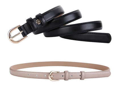 Women's belt genuine leather fashion casual simple everything matching decoration cowhide pants belt white jeans small belt