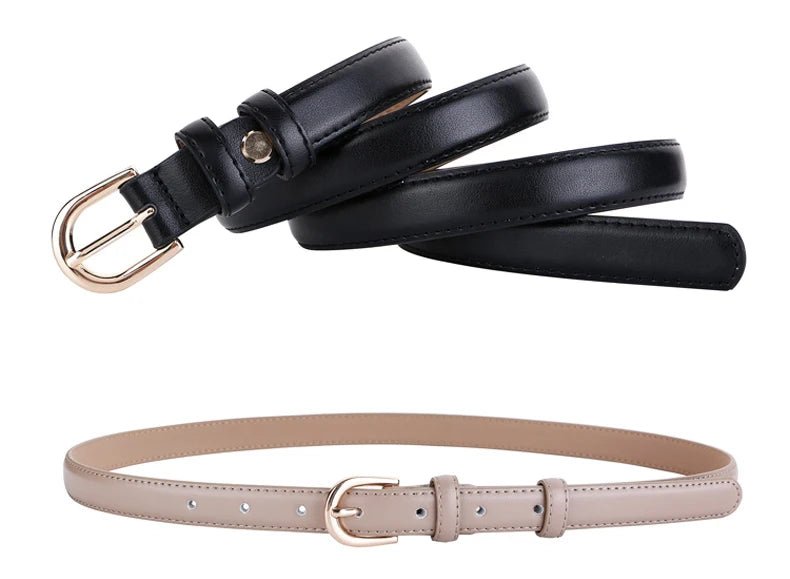 Women's belt genuine leather fashion casual simple everything matching decoration cowhide pants belt white jeans small belt