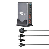 320W GaN Charger USB C Fast Desktop 8-port USB Type C PD Charger Fast Charge 3.0 USB Type C Fast Charger for iPhone15 14 Samsung