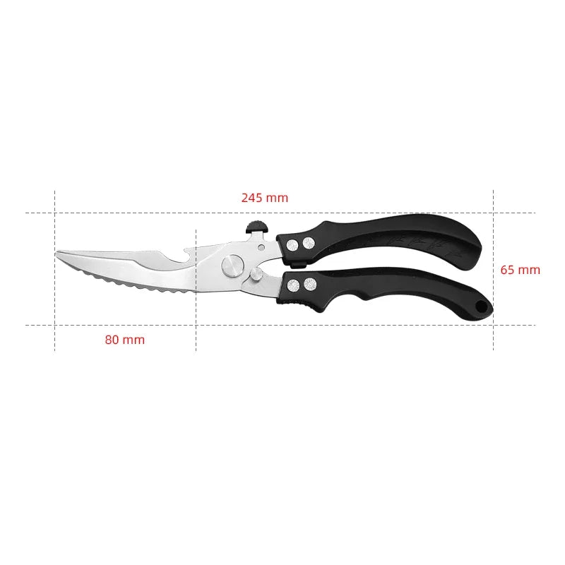 Stainless Steel Chicken Bone Scissors Kitchen Scissors Household Food Scissors Fish Chicken Duck Cutter Scissors Knife