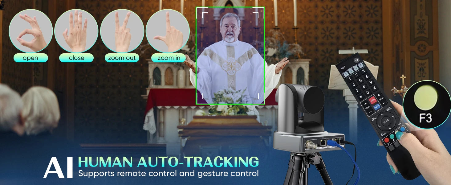 4K/1080P SDI NDI PTZ Camera 10X/20X Optical Zoom, HDMI/USB/POE | IP Live Streaming Camera for Church/Meeting/Broadcast (Youtube)