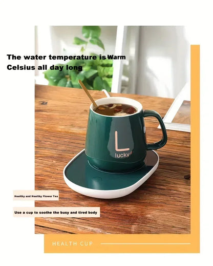 55 degrees Thermostat Cup gift box set warm ceramic cup mugs with Spoon and Storage Bag Set  Folding Spoon for Portable Meals
