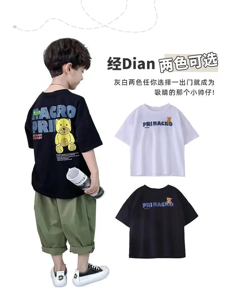 Boys' Summer Short Sleeve T-shirt New Small And Medium Children's Round Neck Top Children's Casual Versatile Half Sleeve Fashion