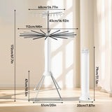 1/2 Layer Foldable Cylinder Drying Rack with Wheels Octopus Retractable Clothes Drying Rack with 16 Clothes Drying Rod and Clips