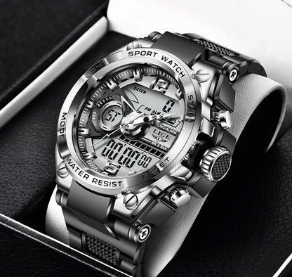 Reloj militar LIGE para hombre, digital, resistente al agua hasta 50 m, LED, de cuarzo, deportivo, grande, Masculino
