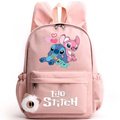 Mochila Disney Lilo Stitch para niñas, niños y adolescentes, informal, escolar, de viaje, con orejas de conejo