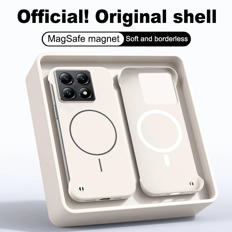 Frameless Ultra Thin Magnetic Case For Xiaomi 14T Pro Magsafe Hard PC Matte Shockproof Cover For MI14T 14TPro Shell Bumper
