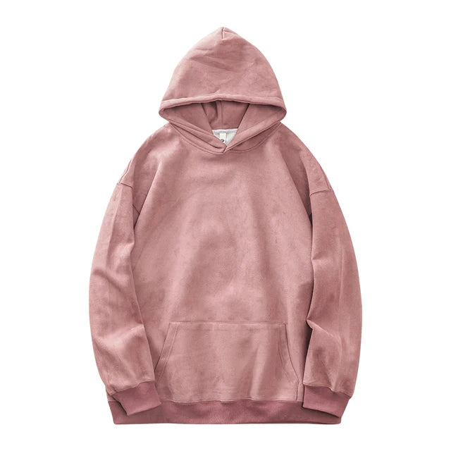 Dukeen-Men's Solid Color Heavyweight Fleece Hoodies, Loose Long Sleeve Clothes, Monochrome, 400G, Autumn, 2023 