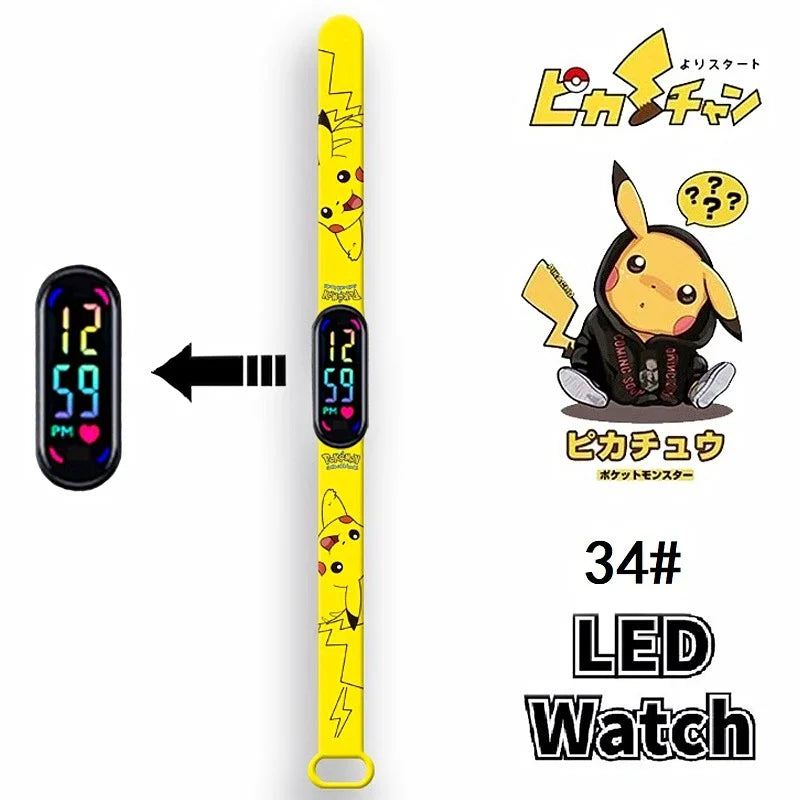 Pokemon Pikachu Dragon Ball Z Sport Casual Watches LED Silicone Watch Color Lovely Digital Children Wristwatch Clock Gift Toys