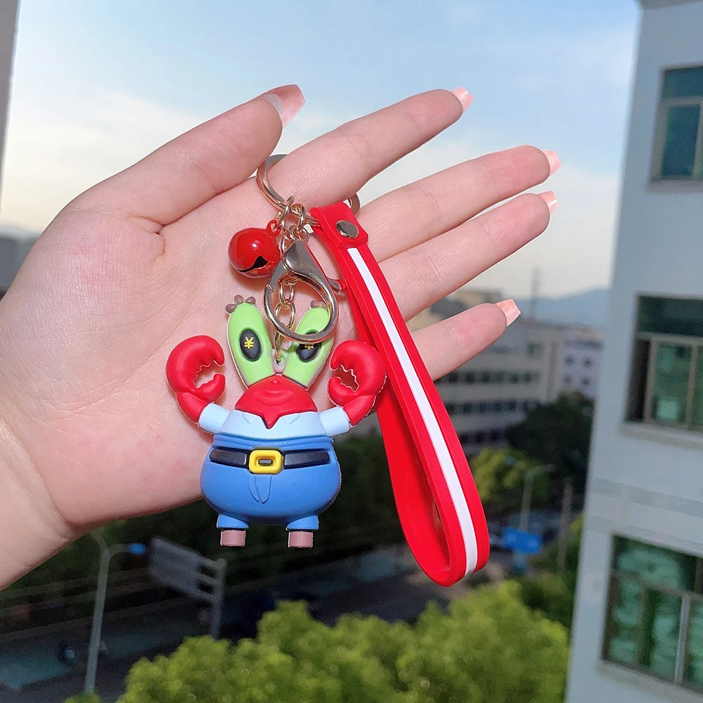 Bob Esponja - Llavero de PVC con forma de muñeco de plástico suave y creativo, colgante para coche, regalo pequeño