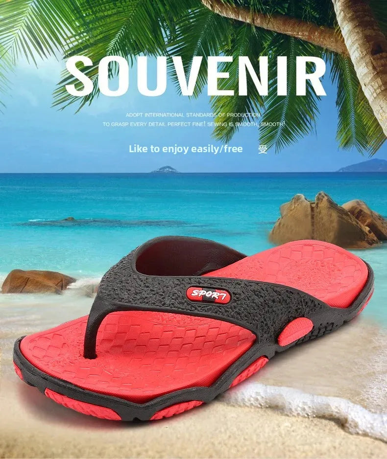 Men's Summer 2025 Trendy Flip-Flops Beachwear Slippers Anti-slip Deodorant Casual Shoes Plastic Slip-On Sandals for Adults