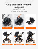 Newest Baby Stroller 3 in 1 Lightweight High Landscape Baby Carriage Aluminum Frame Travel System with Car Seat Pram for Newborn