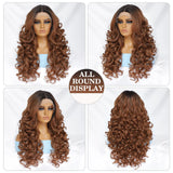 Black Brown Curly Wig Synthetic Lace Front Wigs For Women Blonde Orange Female Lace Wig 13X4.5X1 Cosplay Hair Daily Use