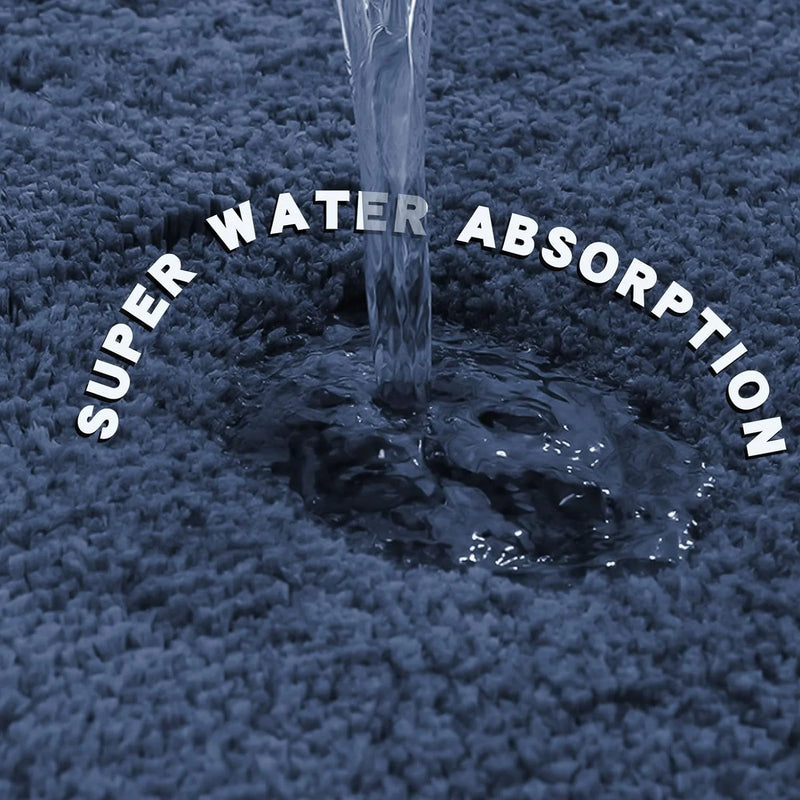 Alfombra de baño antideslizante con absorción de agua, alfombra de baño gruesa, alfombra de pelo largo, alfombra de inodoro duradera y lavable a máquina