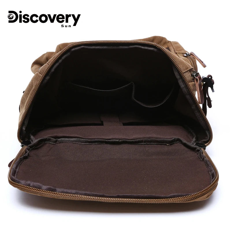 Mochila de lona multifuncional DISCOVERY-SUN, mochila informal para senderismo, mochila escolar para deportes al aire libre, mochila de viaje de gran capacidad.