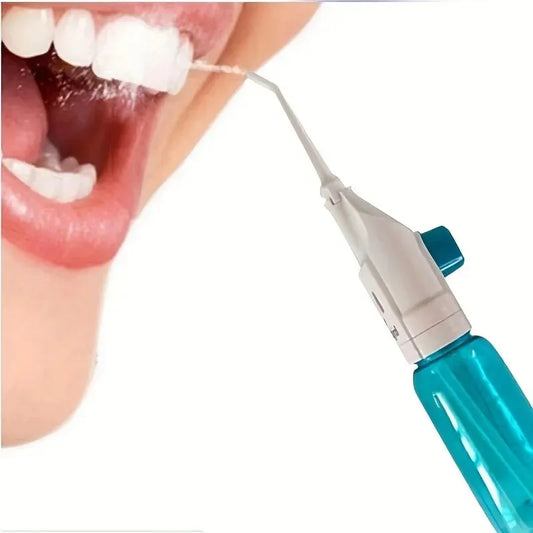 Irrigador bucal de alta presión para el hogar, portátil, para limpiar dientes, con hilo dental y palillo de dientes manual de agua a alta presión.