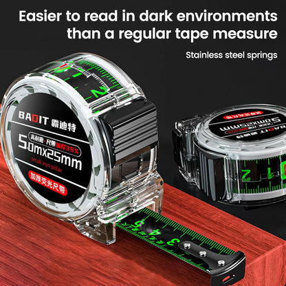 1PCS Self Locking Steel Tape Measuring Tool High-Precision Laser Inkjet Code Box Ruler Measure Fluorescent Widened Meter Ruler