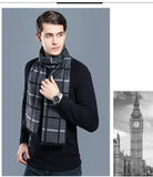 Designer Brand Plaid Men's Cashmere Scarf Winter Warm Scarves Shawls Casual Business Long Wraps Pashmina Christmas Gift for Man