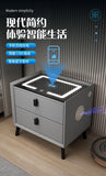 Nordic Style Smart Bedside Table with 2 Drawers 50cm Leather Nightstands with Wireless Charging Home Side Cabinet with USB