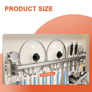 Wall Mounted Kitchen Hook Rack No-Punching Wall Hangers Rail Kitchen Utensils Rack Spoon Shovel Chopping Board Storage Rack