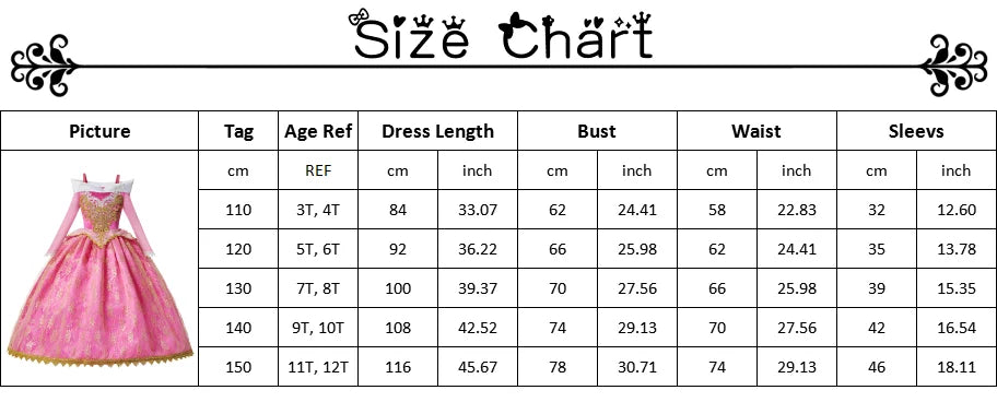 Girls Sleeping Beauty Aurora Cosplay Princess Dress Kids Rapunzel Frozen Elsa Cinderella Costume Party Clothing 2-10 Years