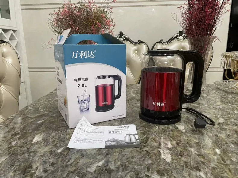 220V 2000ML Glass Electric Kettle Water Fast Boiling Pot Multi Cooker Household Heating Kettle Pot