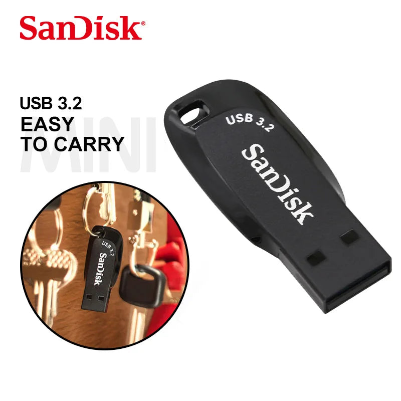SanDisk USB 3.2 USB Flash Drive 64GB Pen Drive Memory Stick CZ410 Black U Disk Mini Pendrive
