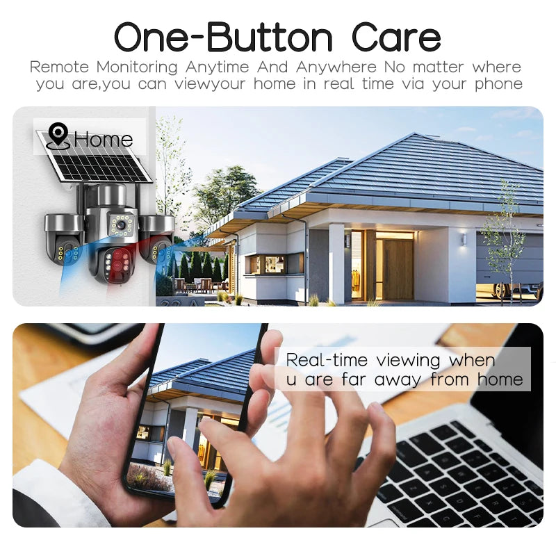 20MP 4G Sim Solar Camera WiFi 10X Optical Zoom 3-PTZ 4-Lens 3-Screens Outdoor Wireless Security Cameras Auto Tracking CCTV V380