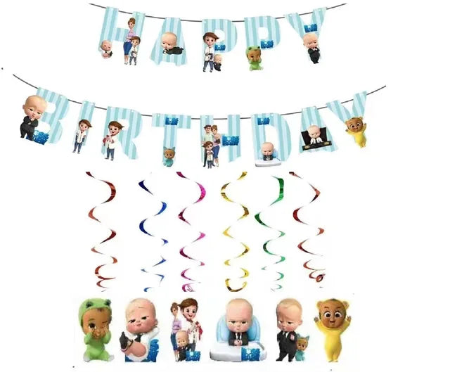 Decoração de festa de aniversário do tema dos desenhos animados, Talheres descartáveis, Balão para meninos e meninas, Baby Shower, Presente para crianças