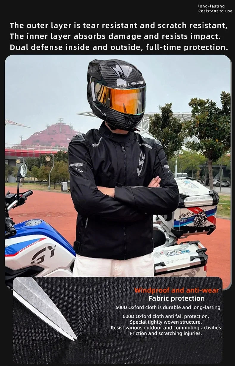 LS2 Winter Waterproof Motorcycle Jacket Men Women CE Certified Riding Jacket Warm Protective Gear with Removable Thermal Liner