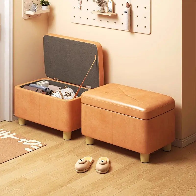 Home Door Shoe Stool,Large Capacity Storage Box,Long Wooden Stool Storage Box,Living Room Stool,Bathroom Footrest,Furniture