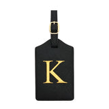 PU Leather Luggage Tag for Travel - Durable Suitcase ID Tag with Privacy Cover & Name Card Slot (A-Z) liu