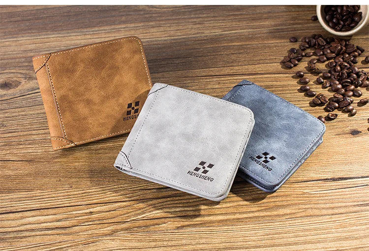 Men's Wallet Leather Billfold Slim Hipster Cowhide Credit Card/ID Holders Inserts Coin Purses Luxury Business Foldable Wallet