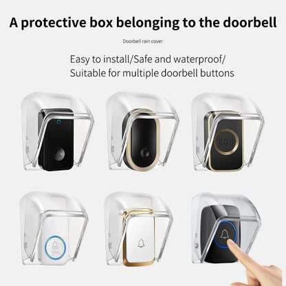 CACAZI PC Transparent Waterproof Cover for Wireless Doorbell Button Chime Outdoor Rain-cover Home Case Suitable for Most Buttons