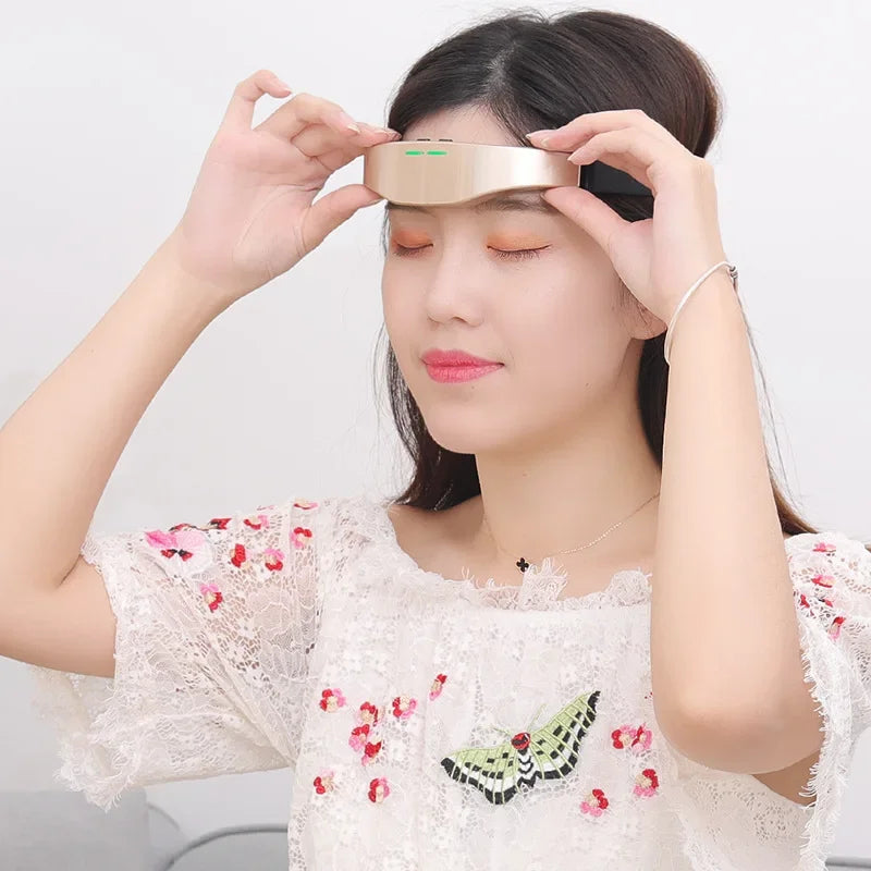 Masajeador de cabeza eléctrico para aliviar el dolor de cabeza y la migraña. Liberación del insomnio y la migraña. Máquina de terapia recargable por USB. Relajación y cuidado de la salud.