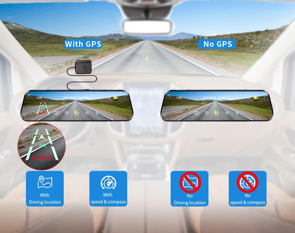 Acceo A37 Car DVR 10.0 Inch Rear View Mirror 2.5K Dash Cam 1080P Car Camera With Rear View Camera Video Recorder Registrar DVRs