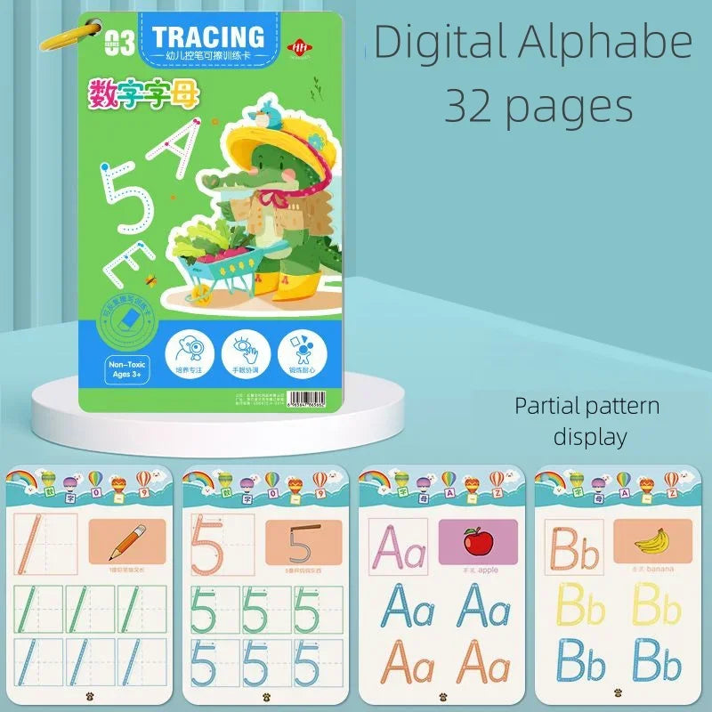 Livro de Exercícios Mágico Montessori de Traçado e Controle de Caneta — Reutilizável, para Caligrafia e Desenho Infantil (Brinquedo Educativo)