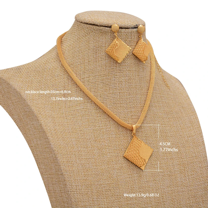 Jewelry Set For Women  Gold Plated With Necklace Pendant Nigerian Wedding Jewelry