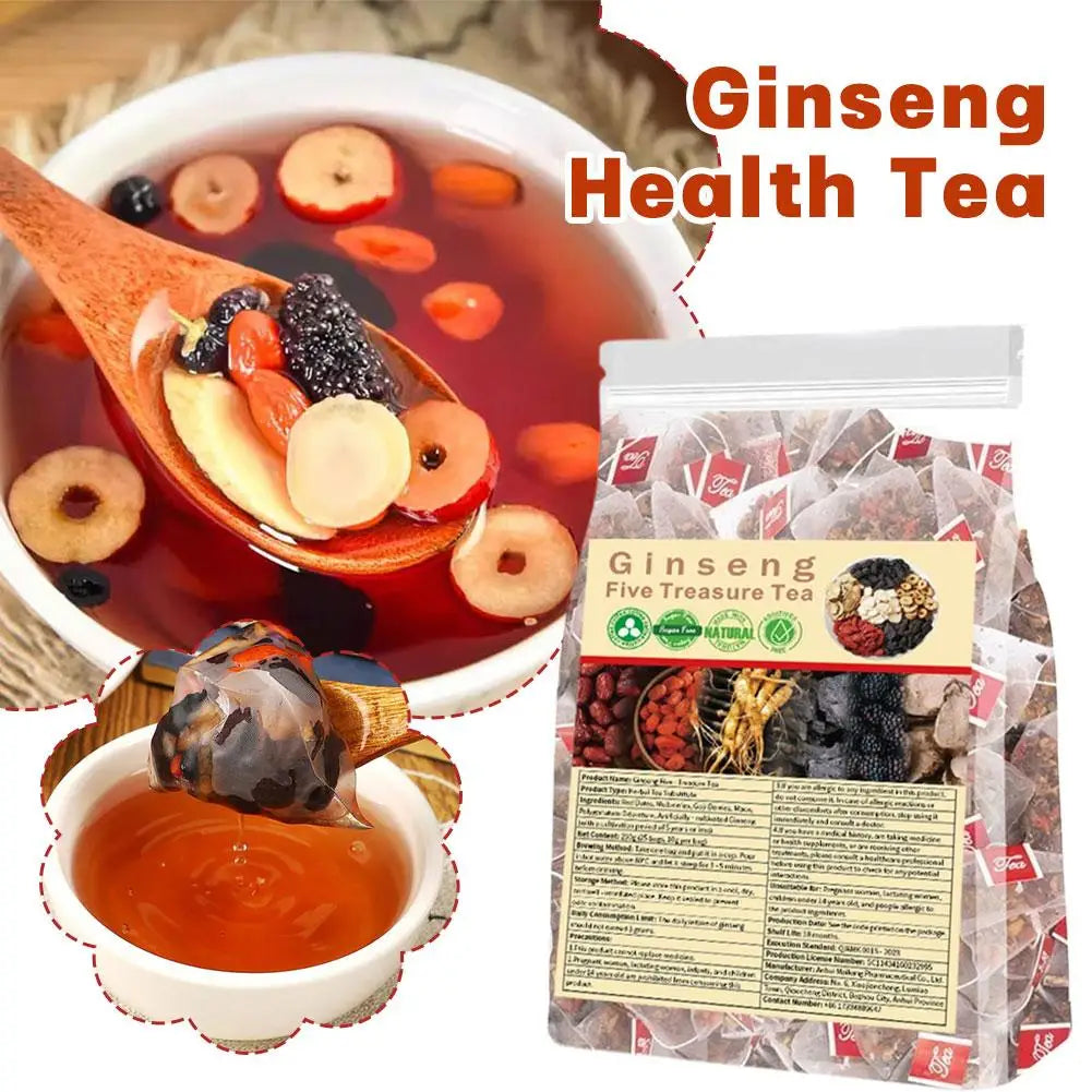 Kidney Cleansing Detox Tea Ginseng Five Treasure 6 Ingredients Natural Herbal Unisex Daily Health Care Tea