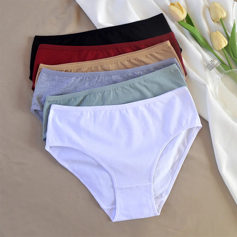 3PCS/Set Women's Sexy Seamless Cotton Panties Plus Size Underwear Female Underpants Girls 6 Solid Color Soft Briefs Lingerie 8815