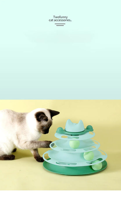 3/4 Levels Cats Toy Tower Tracks Cat Toys Interactive Cat Intelligence Training Amusement Plate Tower Pet Products Cat Tunnel