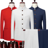 2023 Fashion Men Retro Party 2 Piece Set Blazer Pants Luxury Embroidery Men Tang Suit Jacket Trousers Plus Size M-6XL 2 Pcs
