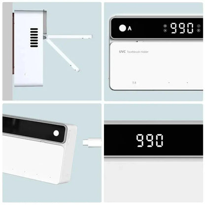 Portacepillos de dientes UV recargable, de secado rápido, esterilizador para maquinilla de afeitar y cepillo de dientes con pantalla LED, accesorios de baño