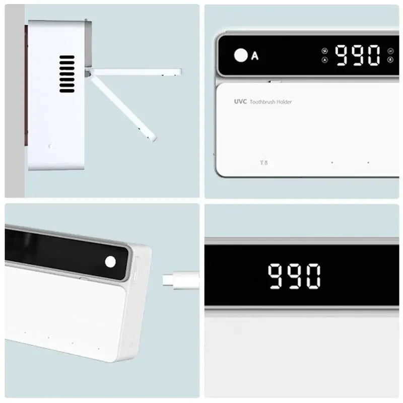 Portacepillos de dientes UV recargable, de secado rápido, esterilizador para maquinilla de afeitar y cepillo de dientes con pantalla LED, accesorios de baño