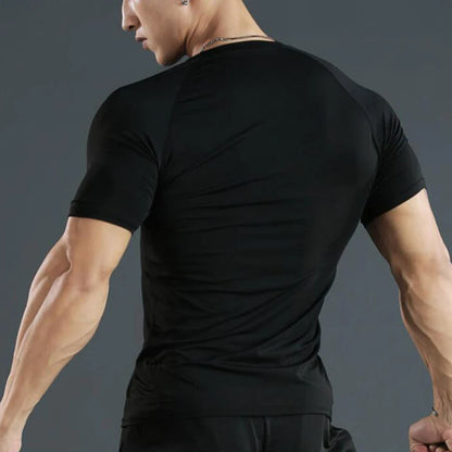 Camiseta de compresión para hombre para correr, fitness, ajustada, de manga corta, para entrenamiento, trotar, ropa deportiva de gimnasio, secado rápido, Rashgard